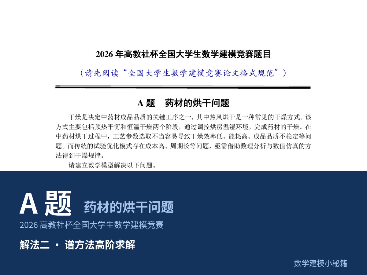 2026 数学建模高教社杯 国赛（A题）建模秘籍&文章代码思路大全|谱方法高阶求解